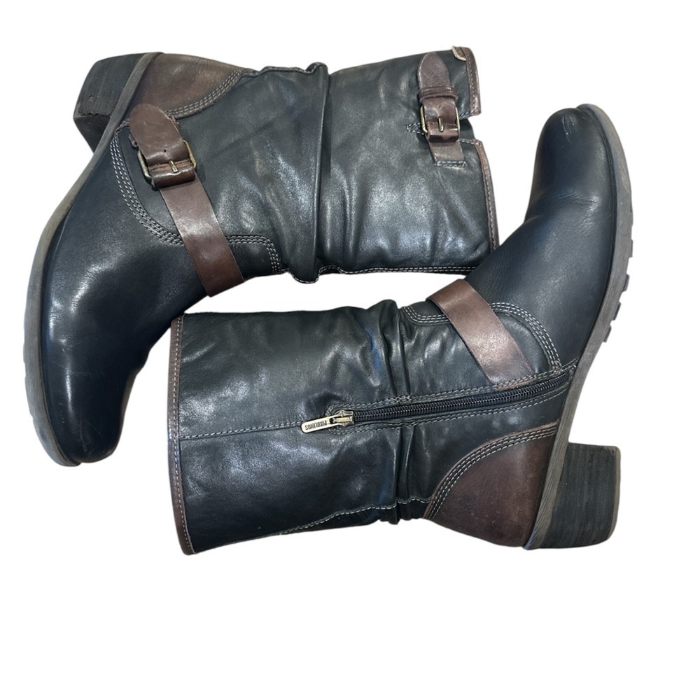 Pikolinos Le Mans Slouchy Moto Boot Leather Black Brown Womens Size EU 41 US 10 - Picture 5 of 13